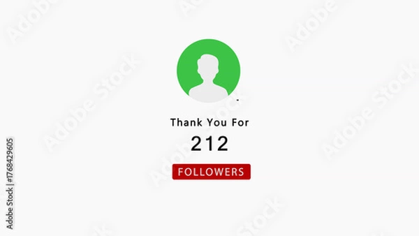 Obraz Social Media Thank You For 212 Followers Graphic With Profile Icon number