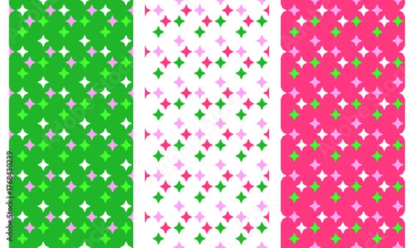 Obraz Seamless Diamond Star Collection in Pink, Green and White