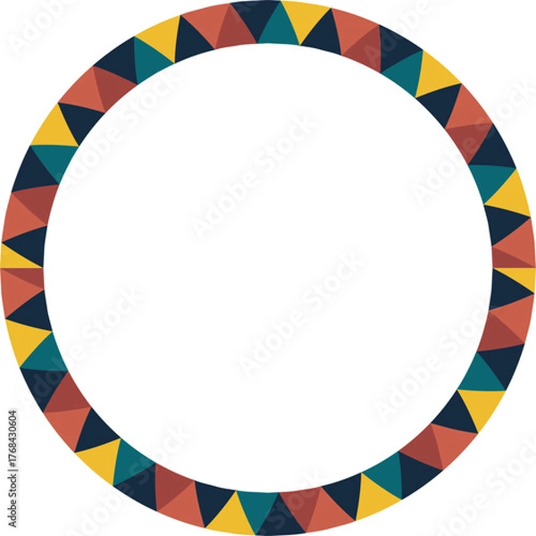 Fototapeta Colorful geometric frame. Vector doodle template for text. Baby shower template, element for design,