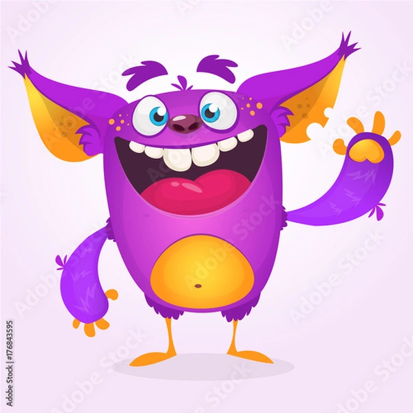 Fototapeta Cartoon cute zombie face showing tongue. Vector zombie monster square avatar