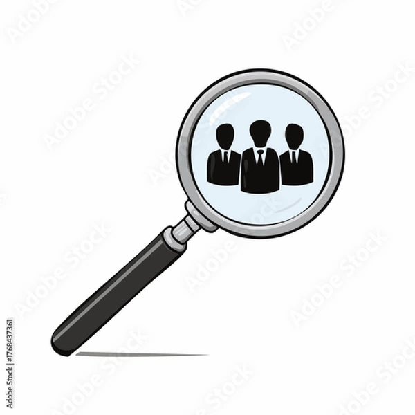 Obraz Magnifying Glass Examining Business People Icons.