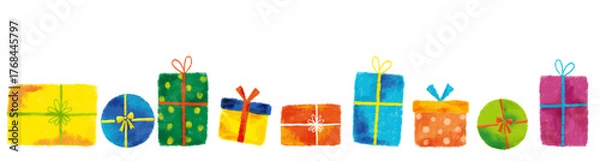 Obraz カラフルなプレゼントのライン　クレヨンタッチ