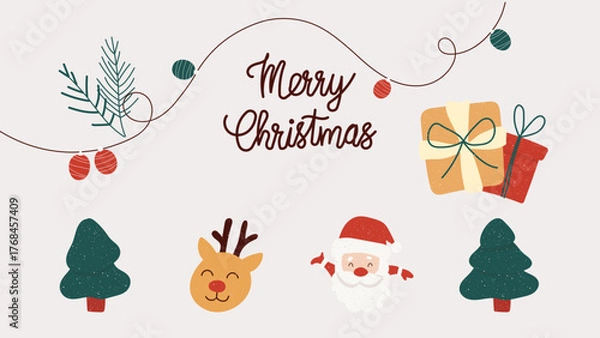 Obraz 눈 질감이 표현된 크리스마스