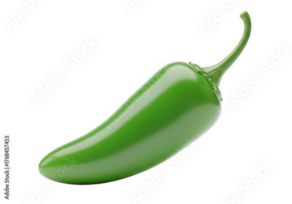 Fototapeta A single green jalapeno pepper isolated on transparent background