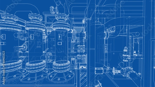 Fototapeta Industrial Blueprint Design. Vector