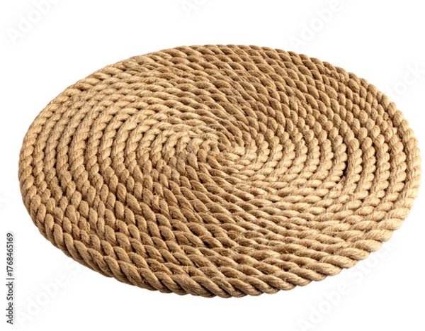 Obraz Natural Round Jute Table Mat with Textured Weave, Isolated on Transparent Background