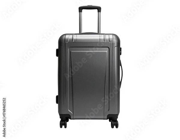 Obraz Sleek Modern Trolley Luggage Bag with Telescopic Handle, Front View, Isolated on Transparent Background
