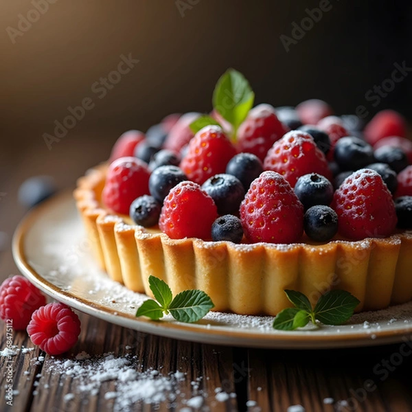 Obraz raspberry and blueberry cheesecake