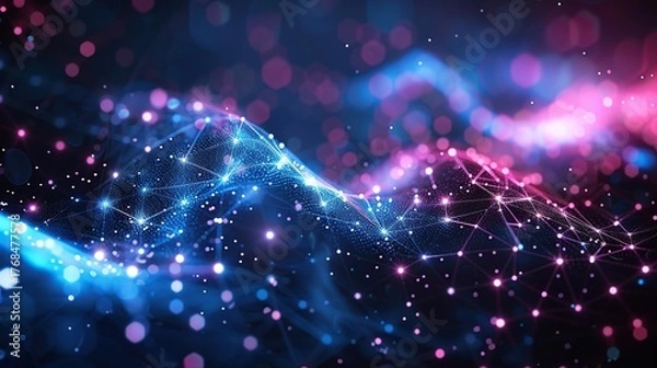 Fototapeta Futuristic Abstract Background Showing Digital Internet Connections and Flowing Data Streams