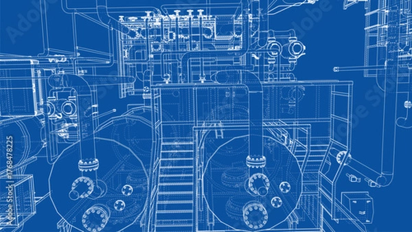 Fototapeta Industrial Blueprint Design. Vector