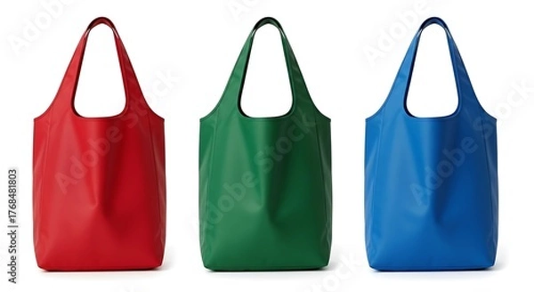 Fototapeta Three colorful tote bags on a white background