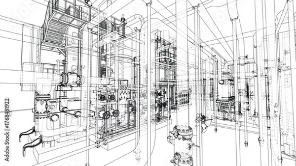 Obraz Intricate Industrial Blueprint. Vector