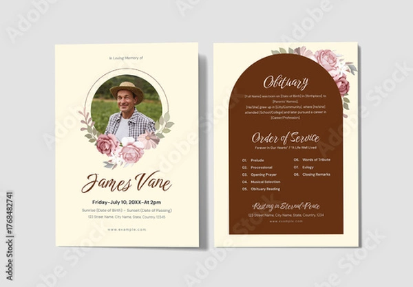 Fototapeta Elegant Funeral Program and Obituary Template
