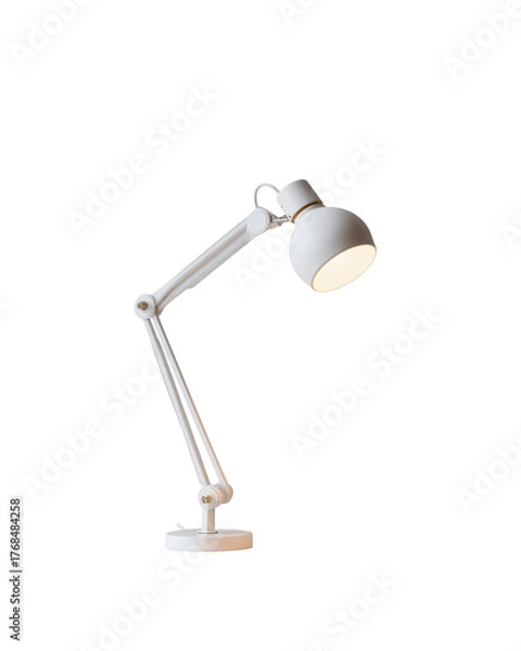 Obraz Modern white desk lamp with adjustable arm isolated