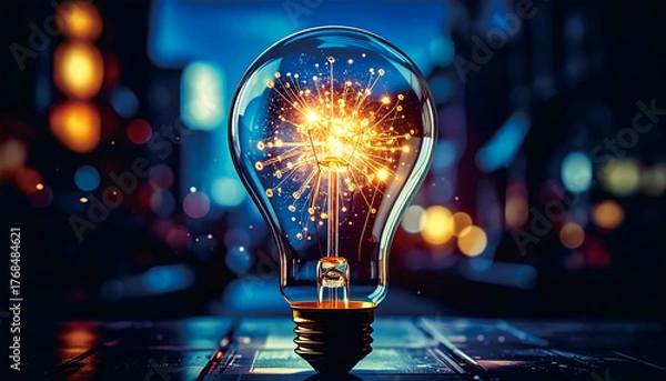 Obraz Glowing Innovation Concept with Bright Light Bulb