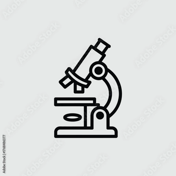 Fototapeta Microscope Line Icon – Minimal Scientific Instrument Vector for Laboratory, Biology, and Research Design