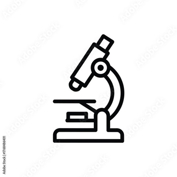 Fototapeta Microscope Line Icon – Minimal Scientific Instrument Vector for Laboratory, Biology, and Research Design
