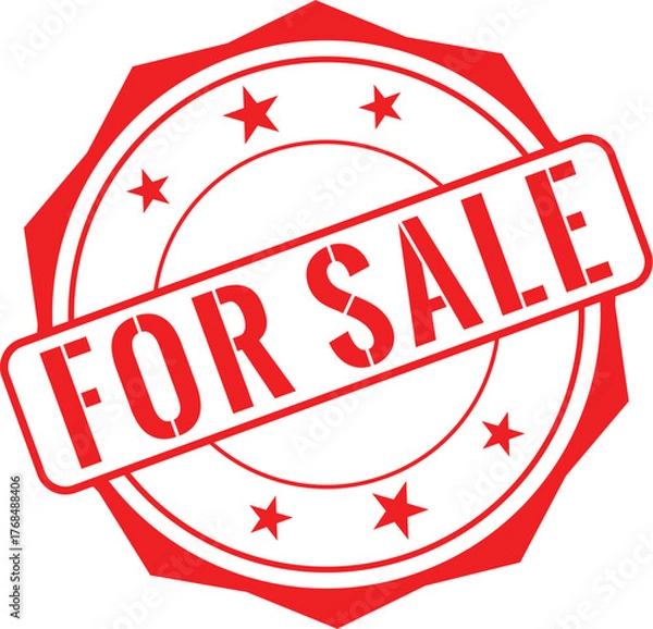 Obraz For Sale Rubber Stamp Design | Red For Sale Stamp icon