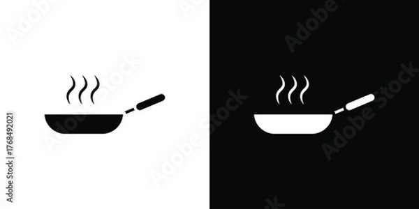 Fototapeta Frying pan icon in solid silhouette set. Vector Illustration.