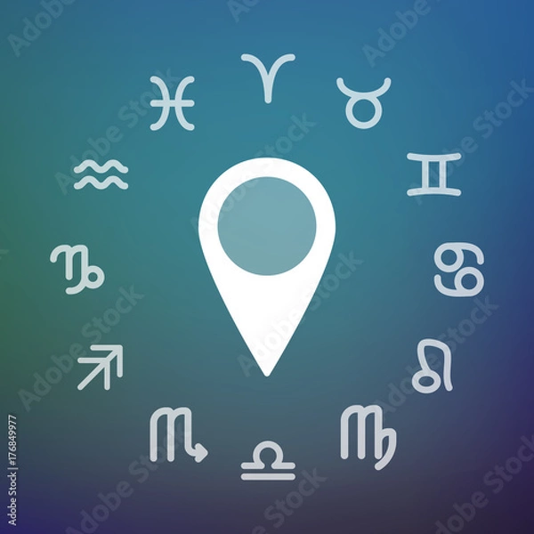 Obraz Horoscope circle with a map mark