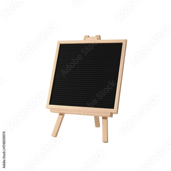 Fototapeta Empty customizable black felt letter board on a natural wooden easel, offering a versatile display surface for messages, quotes, or announcements