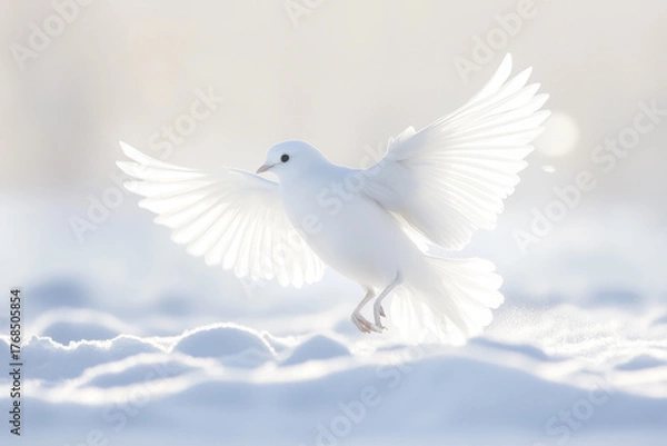 Obraz White dove with open wings