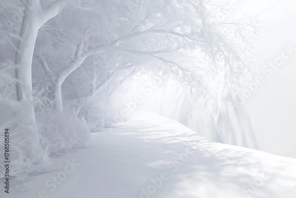 Obraz All white, snow covered tree