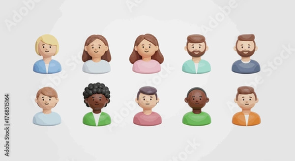 Fototapeta Diverse team representation with clay avatars showcasing professional diversity and inclusion