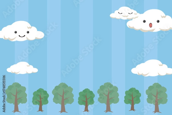 Obraz 雲と木の背景素材