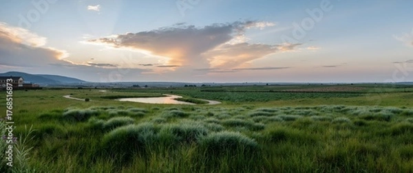 Obraz sunset over the river