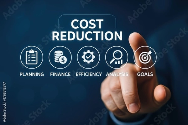 Fototapeta Cost reduction strategy planning finance efficiency analysis and goals for business growth