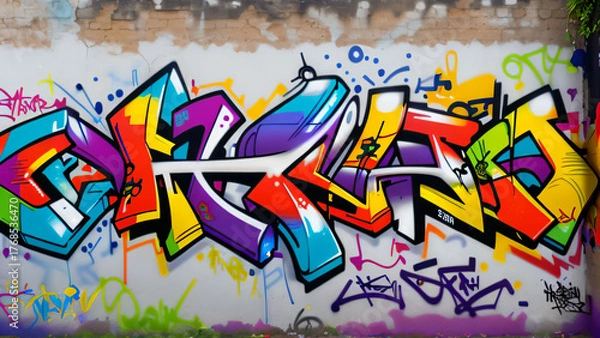 Fototapeta graffiti wall abstract background, Generative Ai not real photo, idea for artistic pop art background backdrop