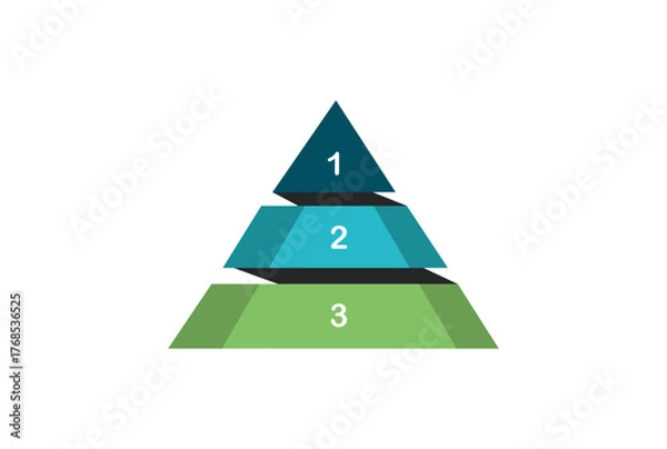 Fototapeta Three tiered pyramid chart with numbers one two and three
