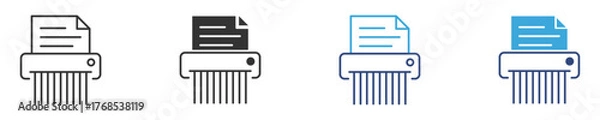 Fototapeta Shredder paper icon set, vector illustration . 
