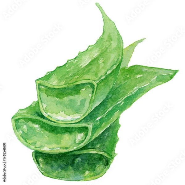 Fototapeta 水彩で描いたアロエの断面のイラスト