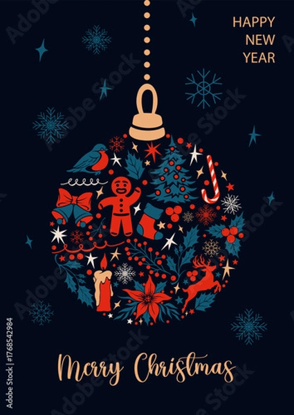 Obraz Festive colorful Christmas ornament