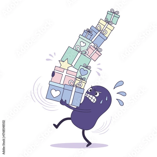 Fototapeta Overwhelmed Gifts Stack Vector Illustration