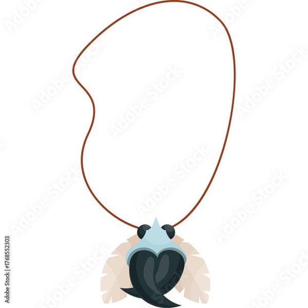 Obraz Tribal Necklace Pendant With Feather Detail On Transparent Background