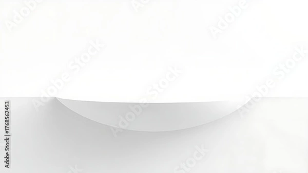 Fototapeta deformation. Minimalist 3D render of a curved surface emerging from a flat plane on a white background. product launch decks.