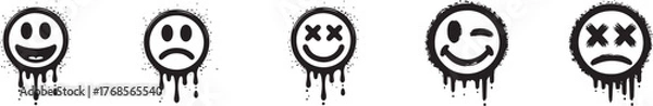 Obraz Graffiti smiley face emoticons with dripping paint texture vector