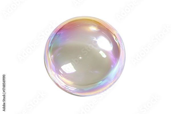 Obraz A translucent, iridescent sphere floating against a black background, reflecting light subtly