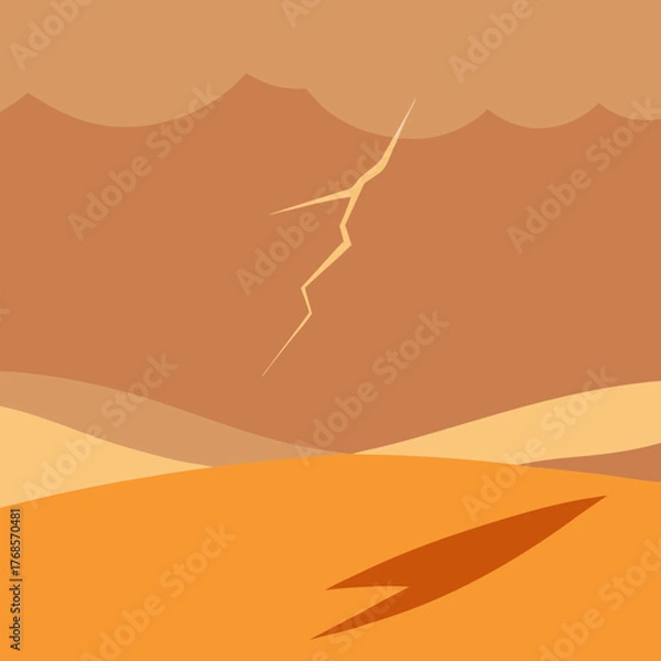 Fototapeta Dramatic desert storm vector illustration dynamic sand blowing weather concept