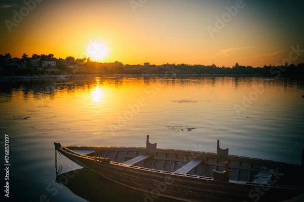 Obraz boat with sunset