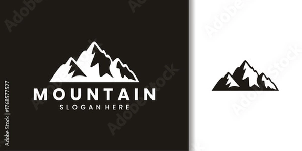 Obraz Minimalist mountain logo design for outdoor, adventure, and travel branding