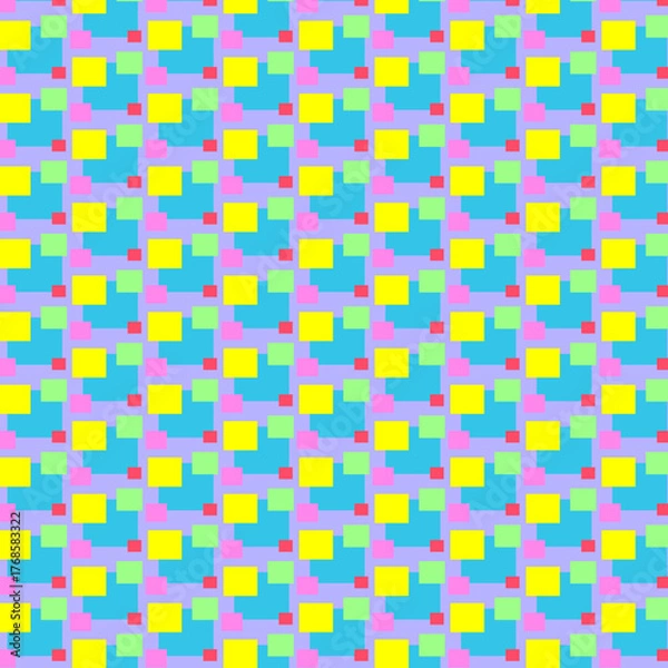 Fototapeta 紫色ベースのカラフルな四角形パターン柄