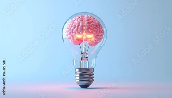 Fototapeta Transparent Bulb Shaped Around Luminous Brain Filament