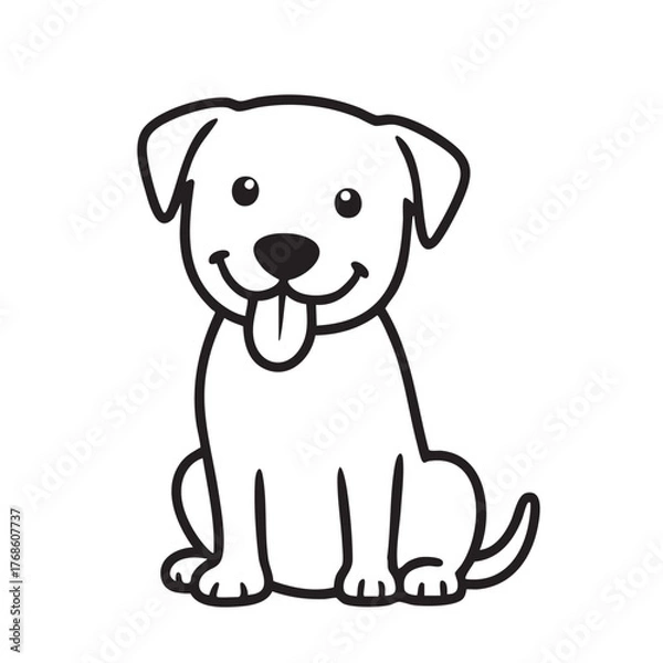 Fototapeta Cute Dog Line Art Vector