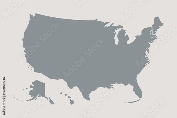 Obraz US Map Isolated America State Vector Outline Shape