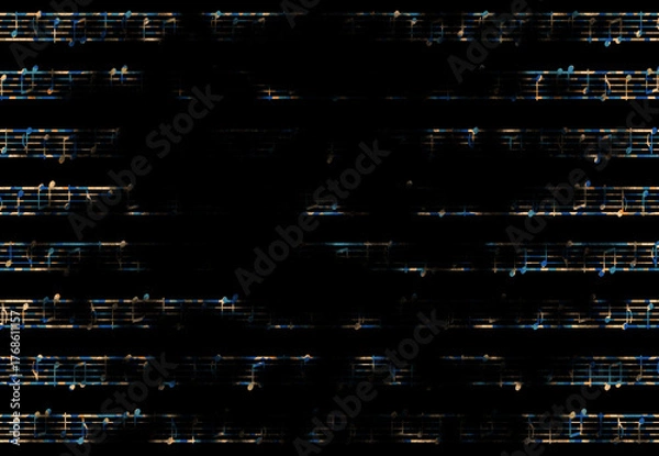 Fototapeta 焼けて抜けだらけの古い楽譜の譜面