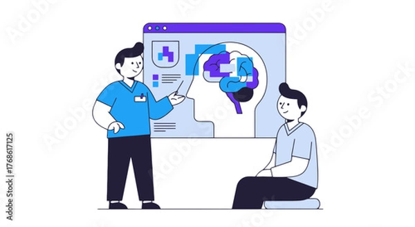 Fototapeta Brain Examination Illustration Showing Diagnostic, Psychology, And Mental Health Concepts